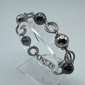 Amazing simona collini stainless steel hematite bracelet #623
